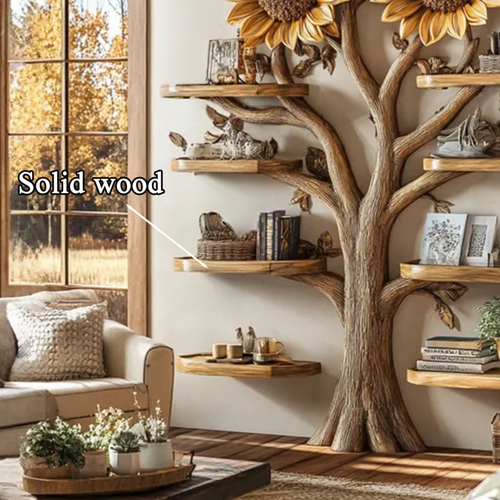 Natural Tree Branch Wall Bookcase, One Of A Kind, 70 x 55 Inch