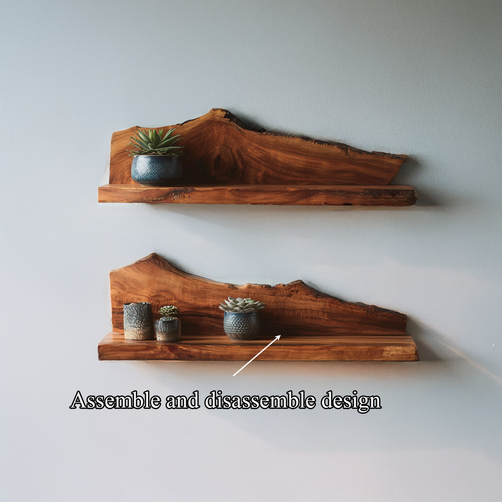 Thick 1.5 Inch Live Edge Floating Shelf For Living Rooms, 10-47 In
