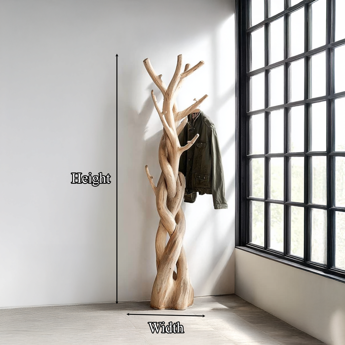 Driftwood Standing Clothes Tree for Bedroom or Closet, 60-80 in