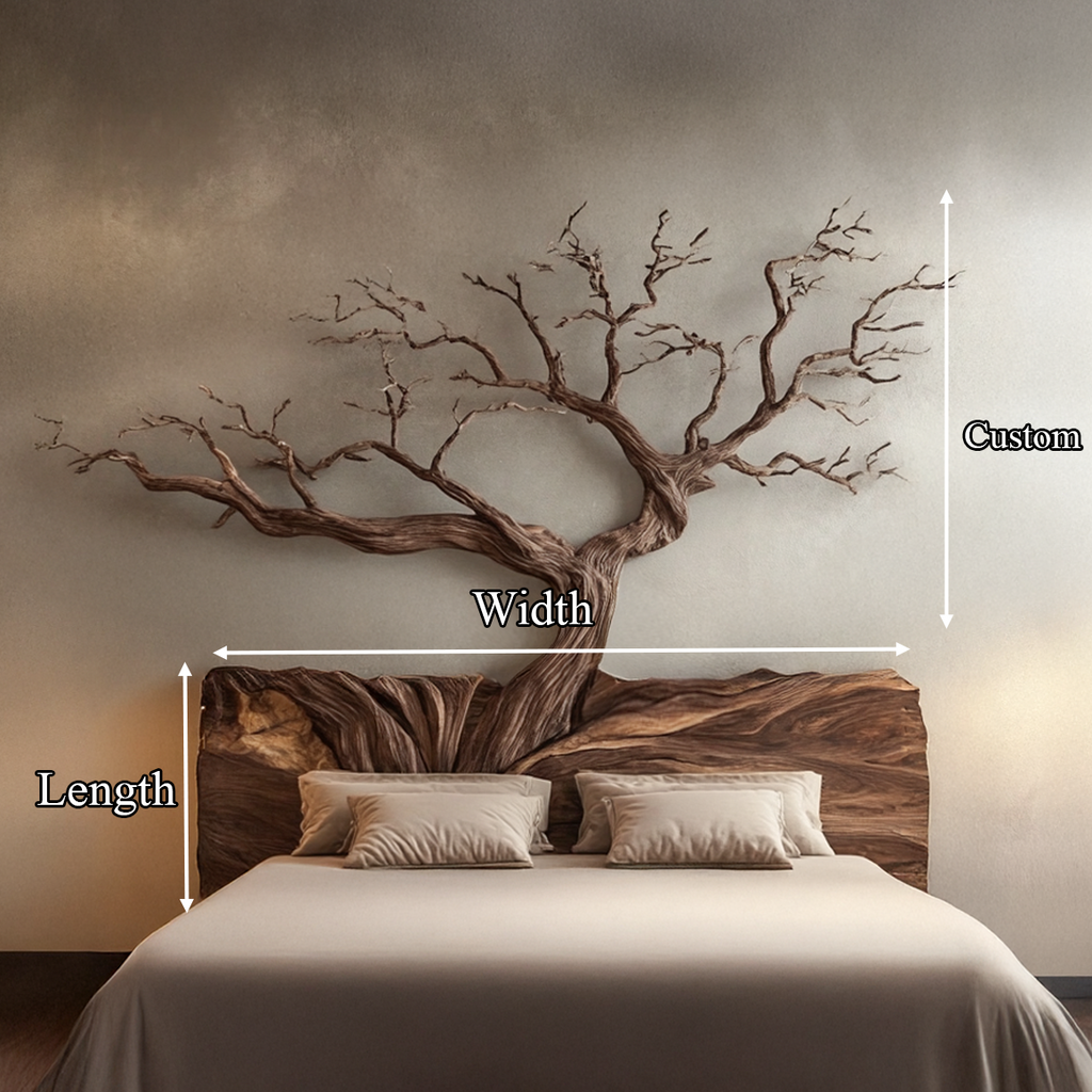 Sunburst Wall Headboard, Rustic Driftwood Solid Wood Bedroom Art