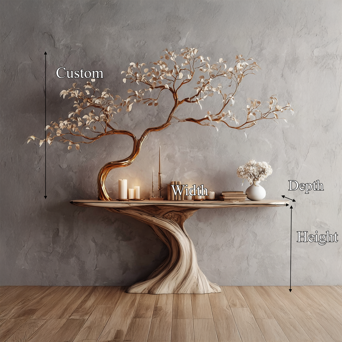 Tree Console Table, Mid Century Live Edge Entryway Table