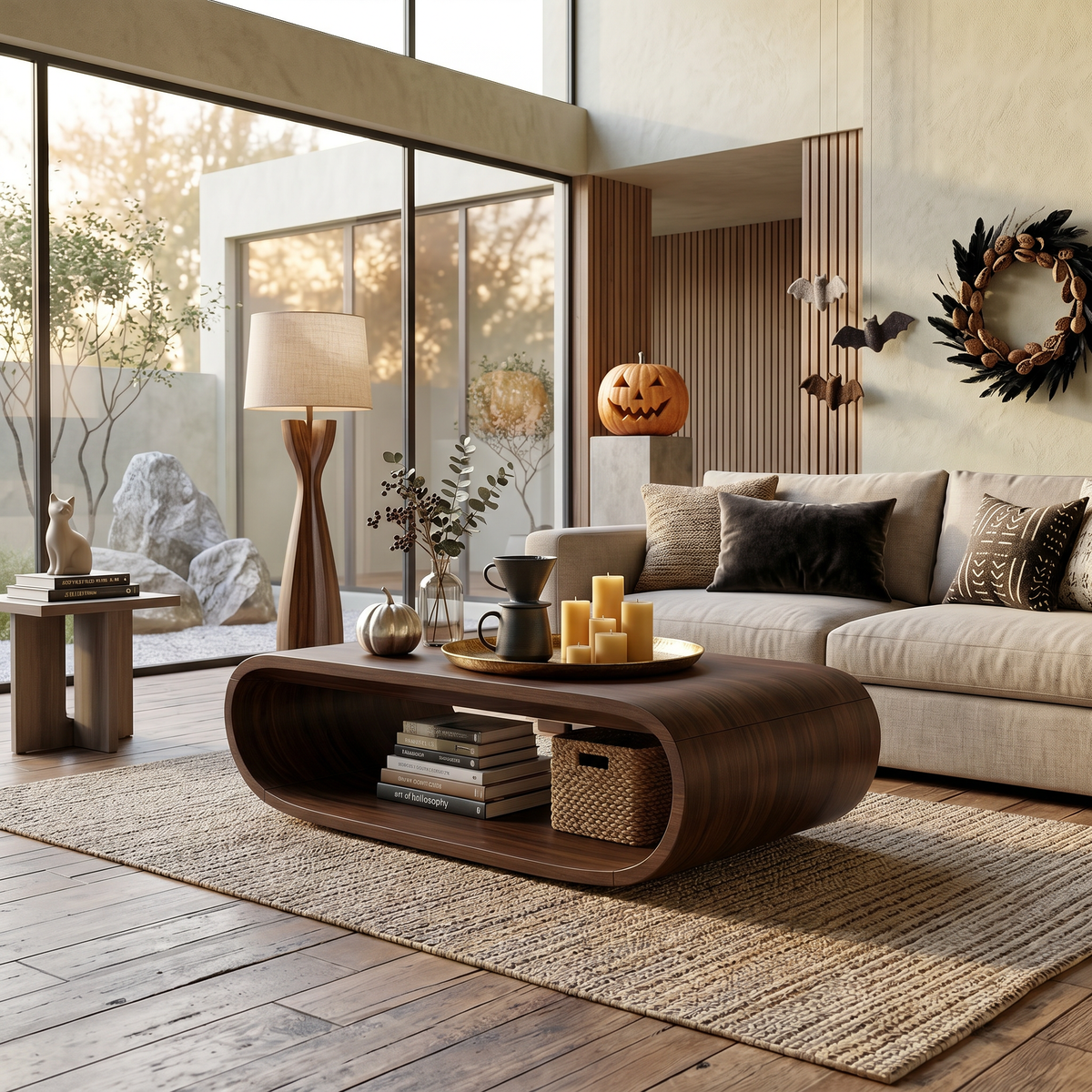 Natural Edge Wood Cocktail Table with Open Frame, 26 to 60 in Wide