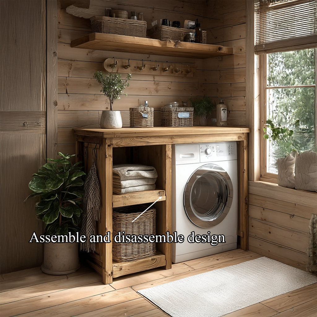 Laundry Cabinet Solid Wood Rustic Utility Gift