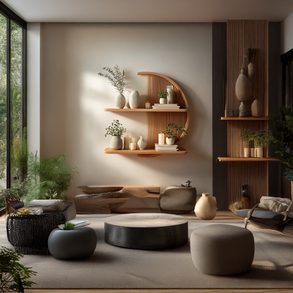 Half Round Floating Shelf, Slatted Wood Wall Display Shelf