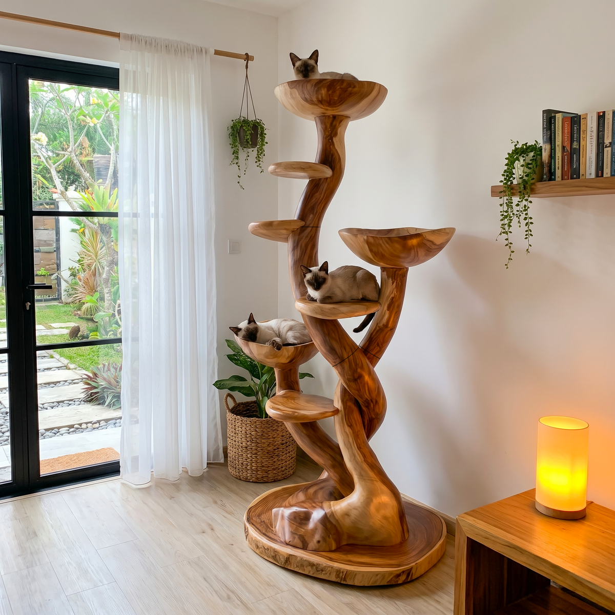 Organic Sculptural Cat Tree With Multi Level Platforms For Indoor Cats