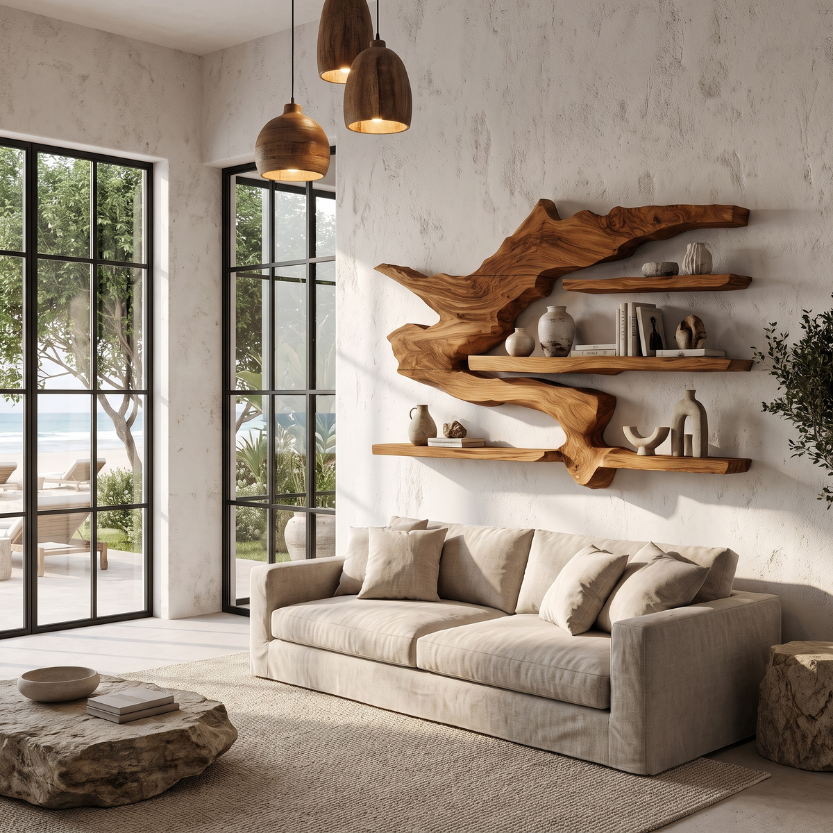 Modern Split Edge Floating Shelf Wall Mounted Display Shelves For Living Room