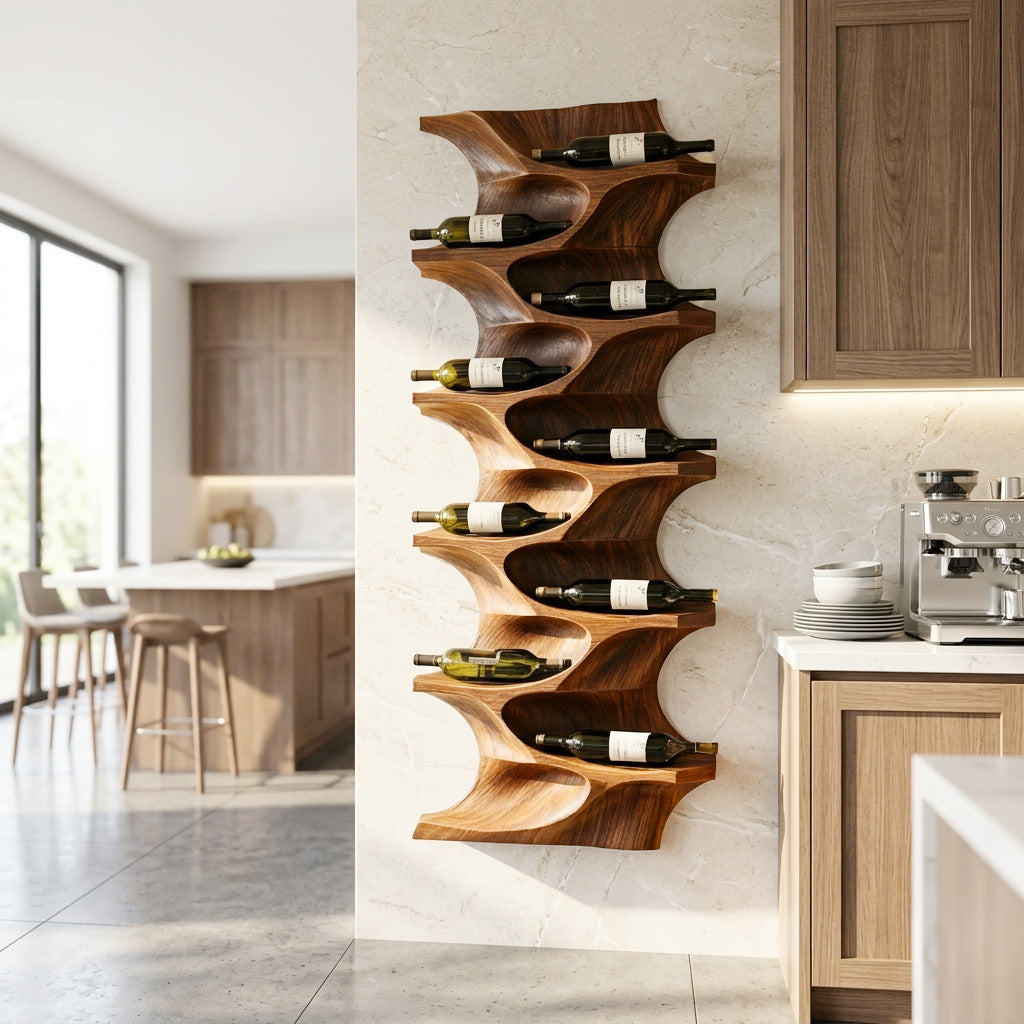 Tall Vertical Wood Wine Rack For Dining Room Walls, 50 to 70 Inch