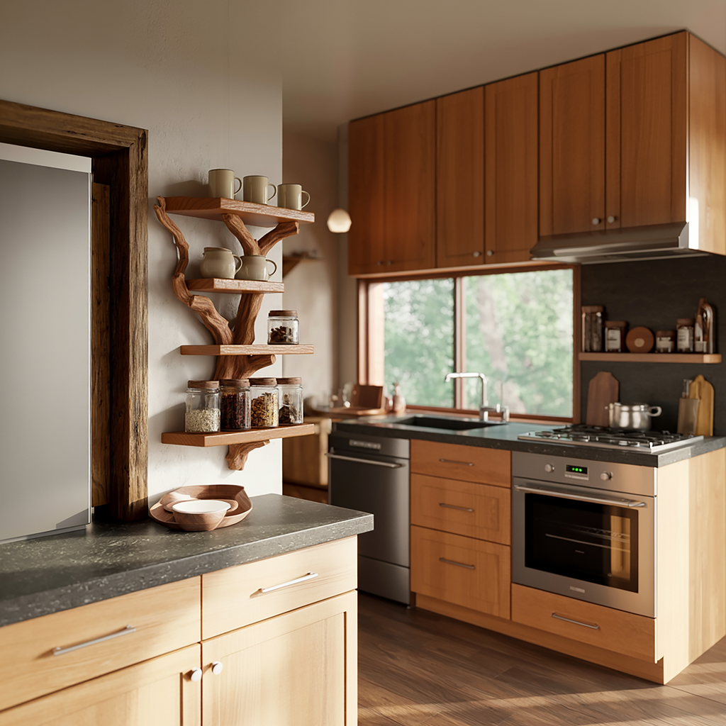 Artistic Branch Kitchen Wall Shelf Kitchen Interior Functional Decor