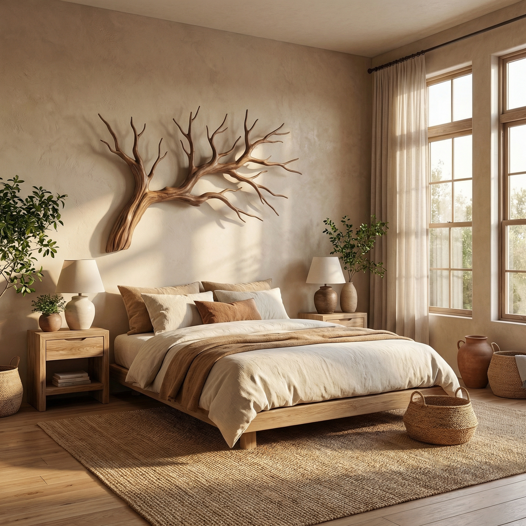 Tree Root Wall Art, Organic Wood Sculpture for Bedroom Decor