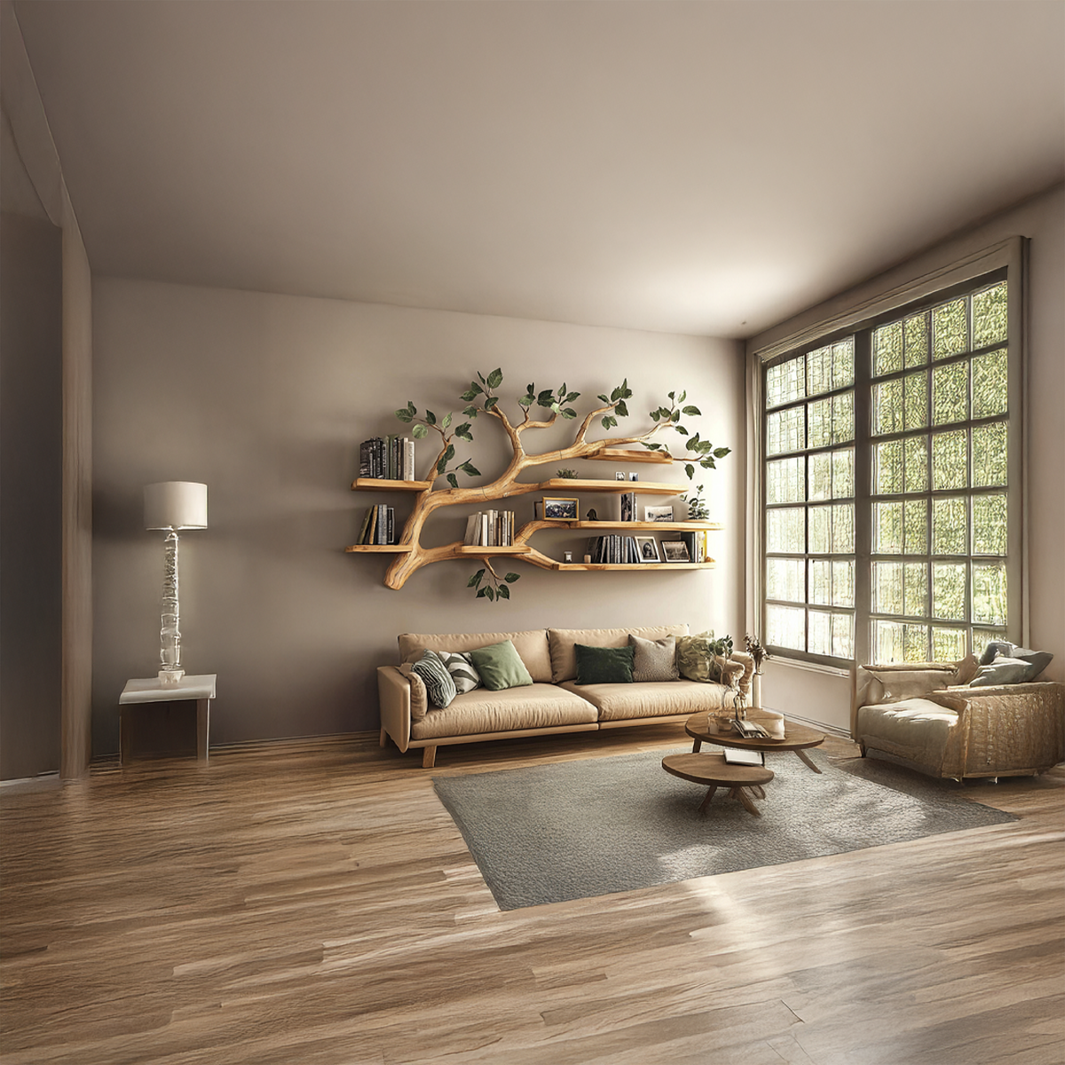 Small Branch Wall Shelf with Floating Boards for Reading Nooks