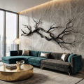 Horizontal Wall Sculpture, Wabi Sabi Carved Wood Hand and Clover