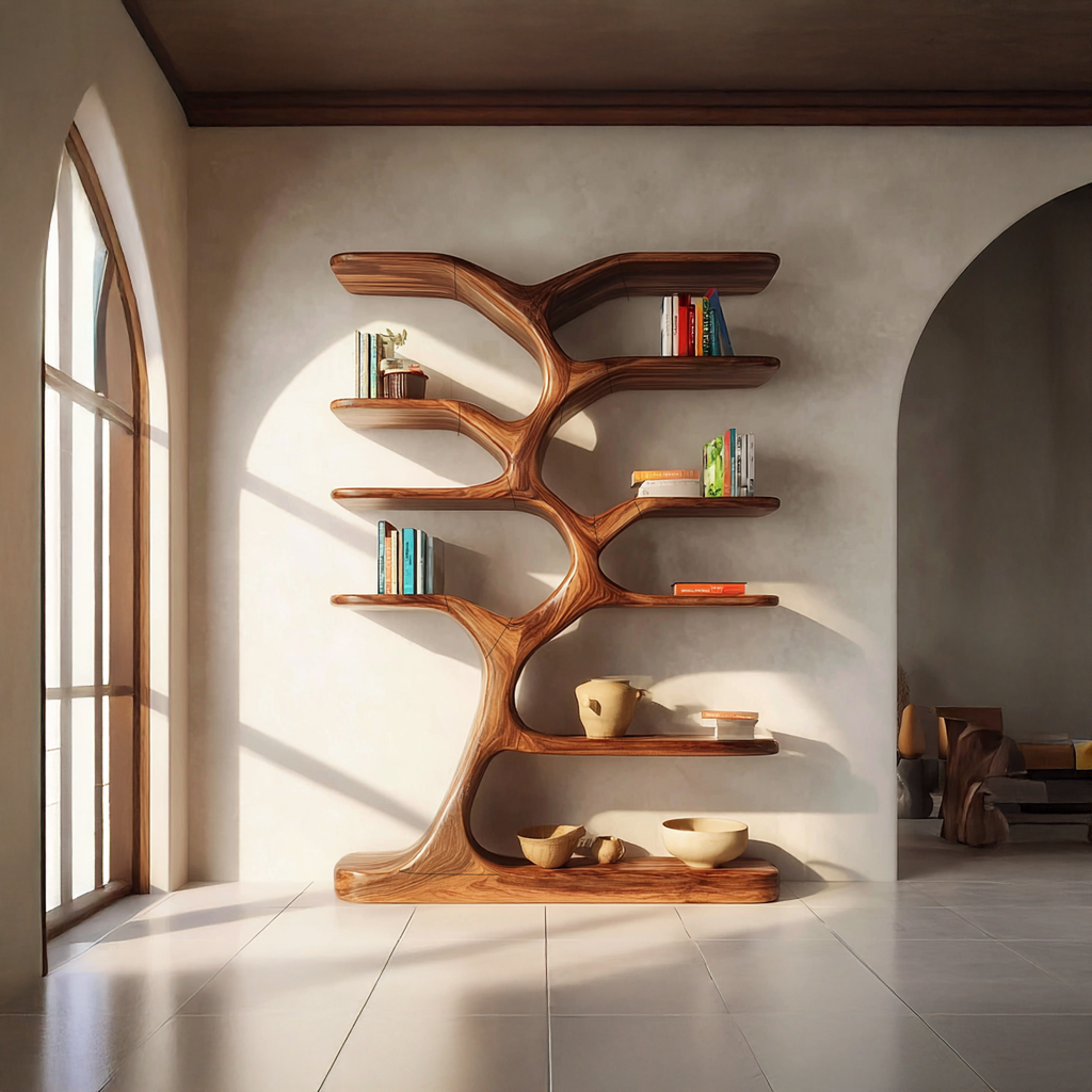 Natural Tree Branch Bookshelf For Entryways, 60 x 40 Inch