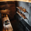 Handcrafted Live Edge Bar Shelf Solid Wood Dining Room Interior Storage