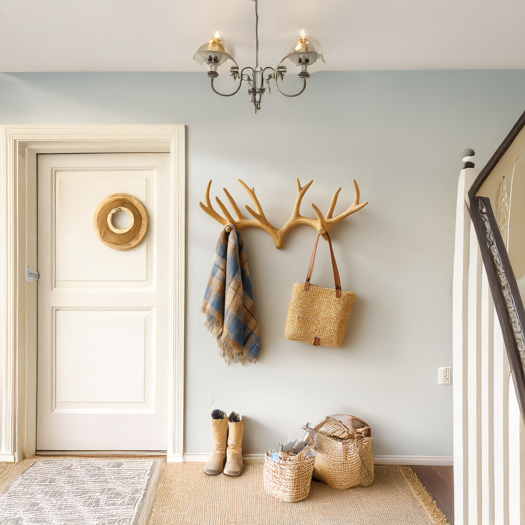 Antler Coat Rack, Minimalist Driftwood Wall-Mounted Hook Rack