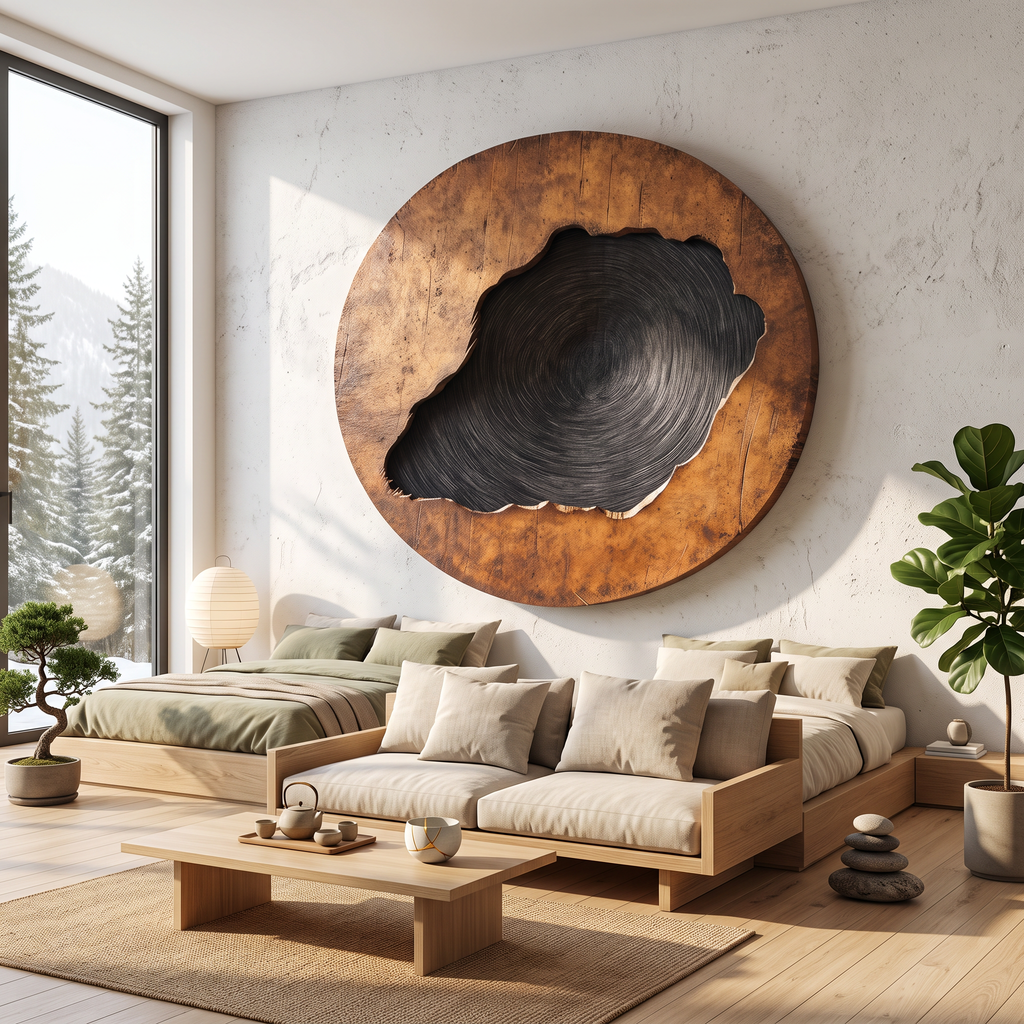 Farmhouse 3D Wood Wall Art, Handcrafted Textured Reclaimed Wood Mosaic Geometric Sculpture Panel Decor for Cozy Rustic Entryway