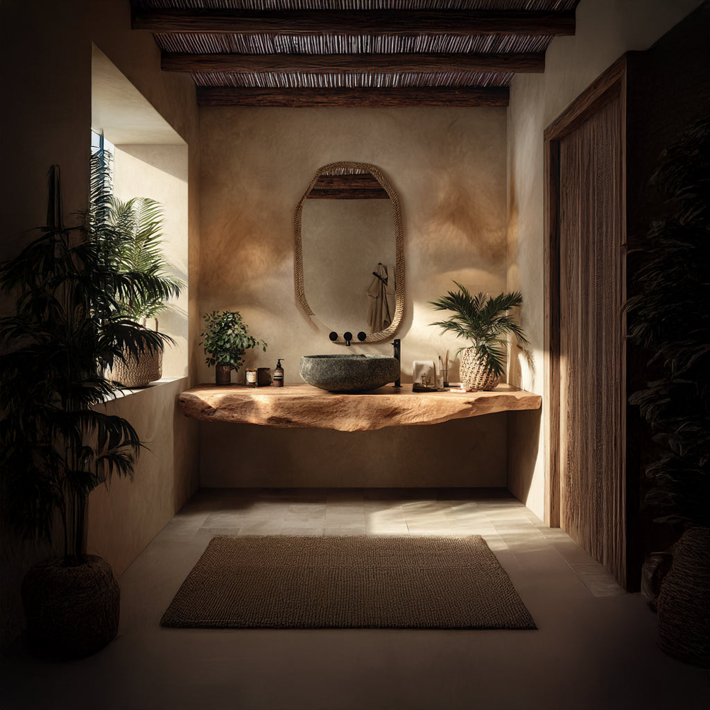 Rustic Floating Shelf Single Vanity Bathroom