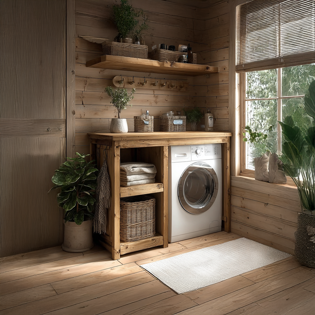 Laundry Cabinet Solid Wood Rustic Utility Gift