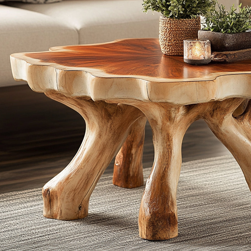 Handcrafted Rustic Coffee Table With Solid Wood Design