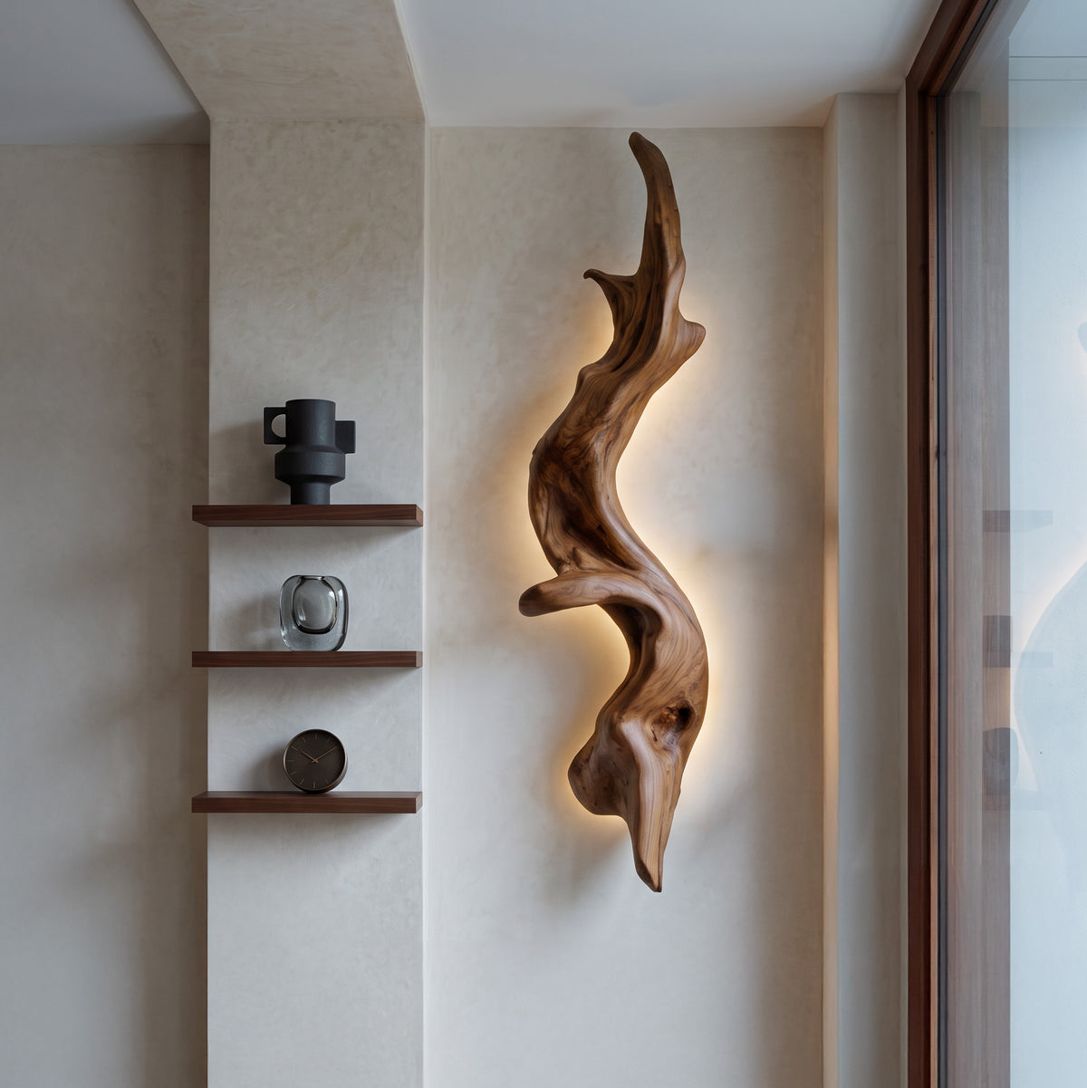 Rustic Organic Wall Lamp Sculpture For Living Room
