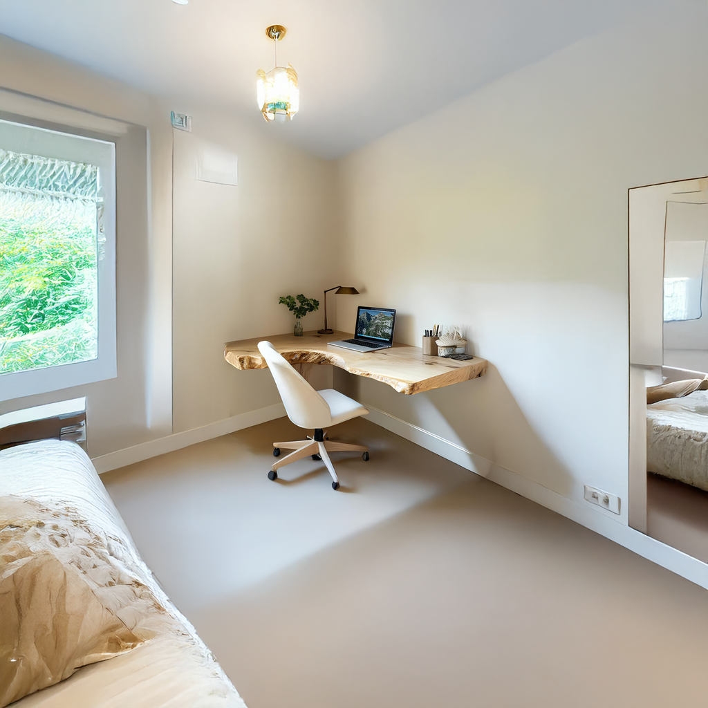 Mid Century Floating Desk, Live Edge Wall Mounted Desk for Bedroom
