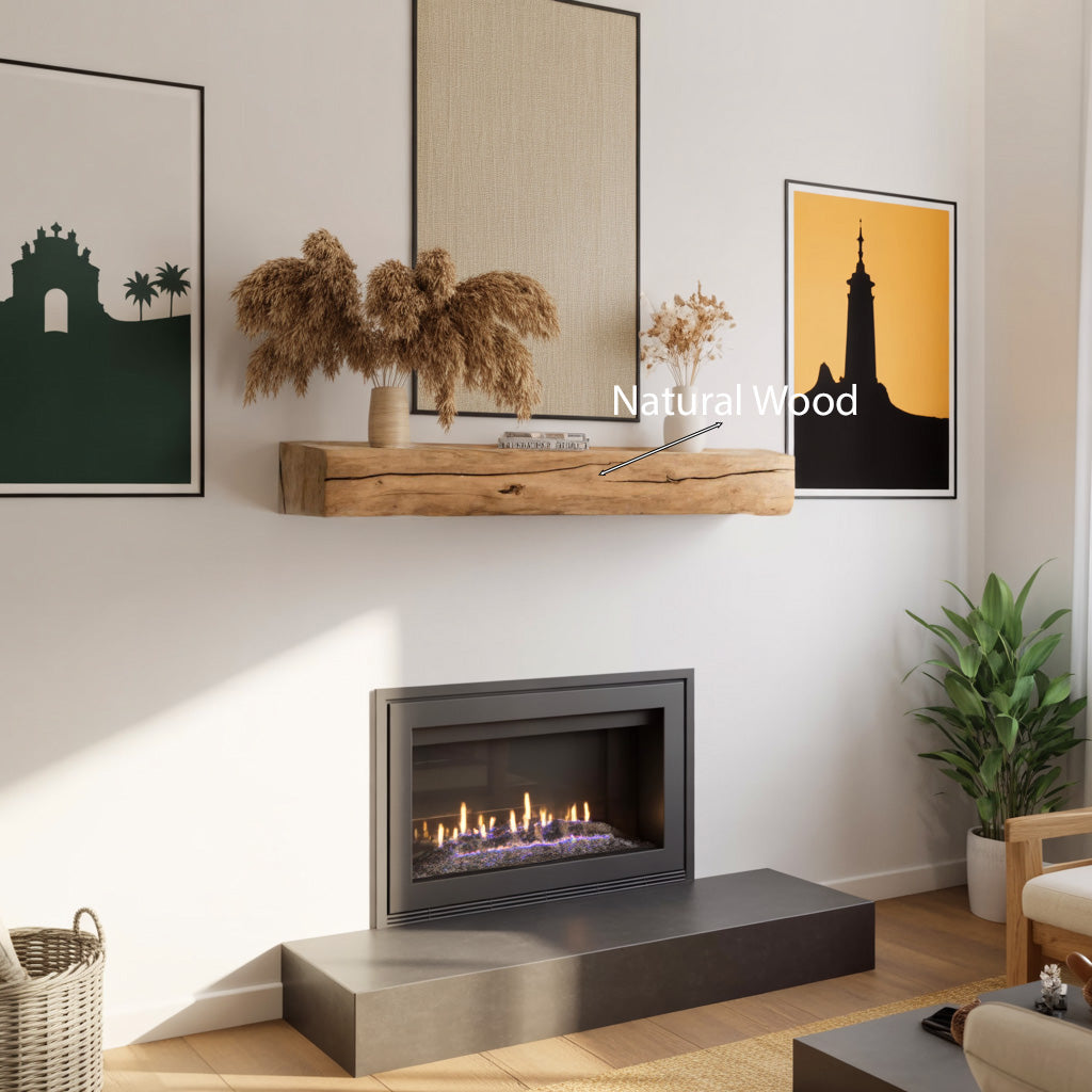 Live Edge Fireplace Mantel, Rustic Solid Wood Beam Shelf