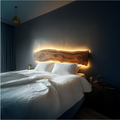 Live Edge Wooden Headboard Solid Wood Bedroom Interior Backlit Design