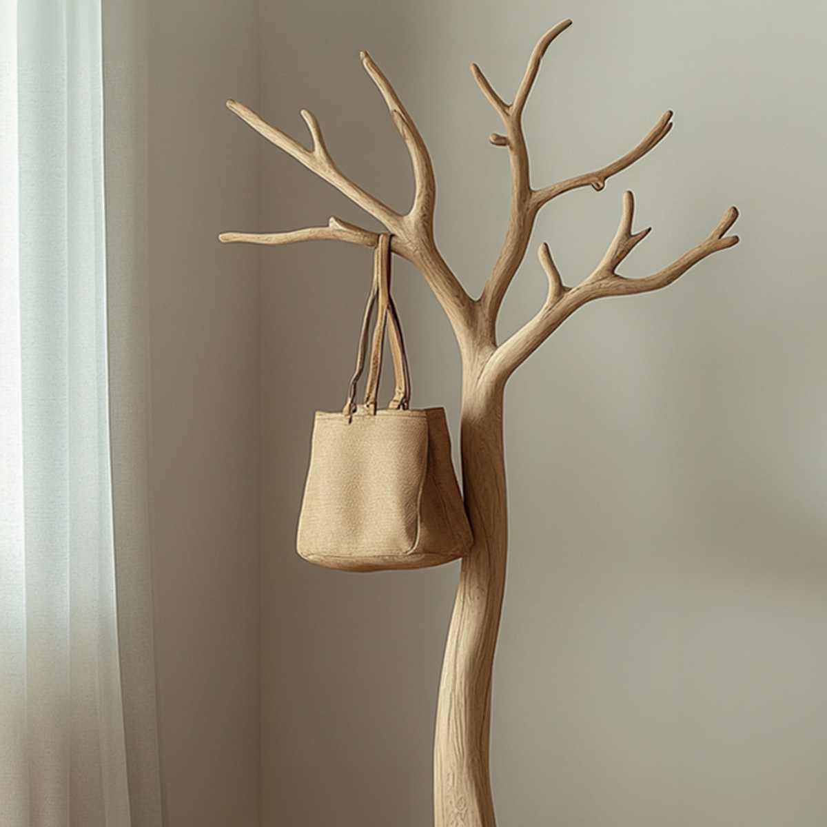 Driftwood Branch Coat Rack, Wall Mounted Solid Wood Tree Hanger