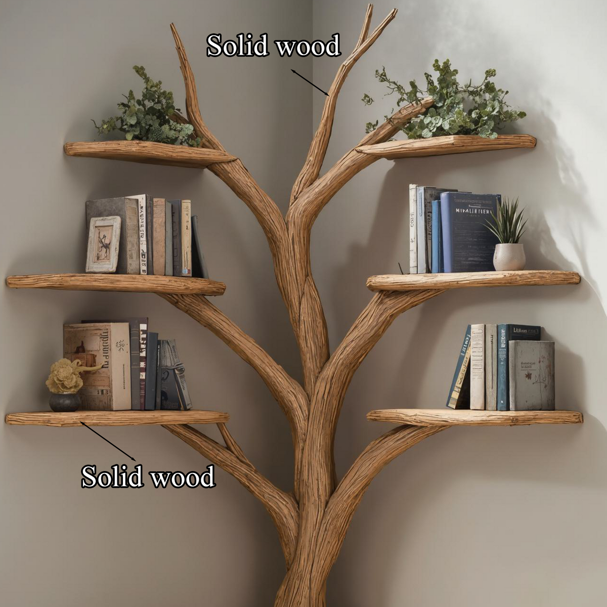 Tree Branch Bookshelf Hall Tree With L-Shaped Bench, 70 Inch