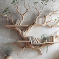 Mid-Century Driftwood Tree Wall Bookshelf, 70 x 60 Inch