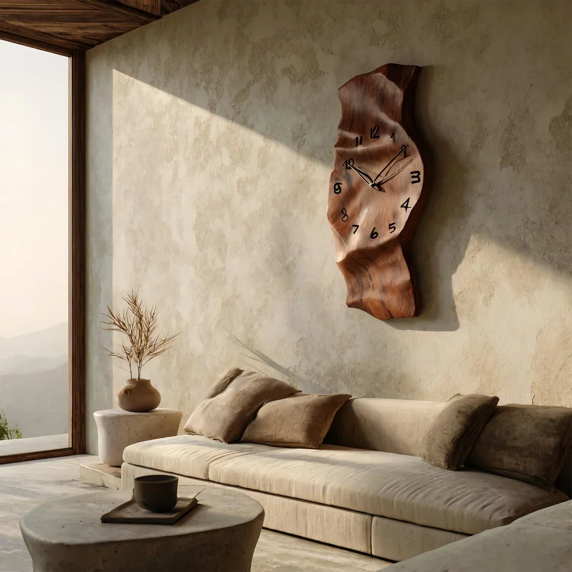 Tall Curved Wood Wall Clock for Hallway or Living Room, 30 to 45 in