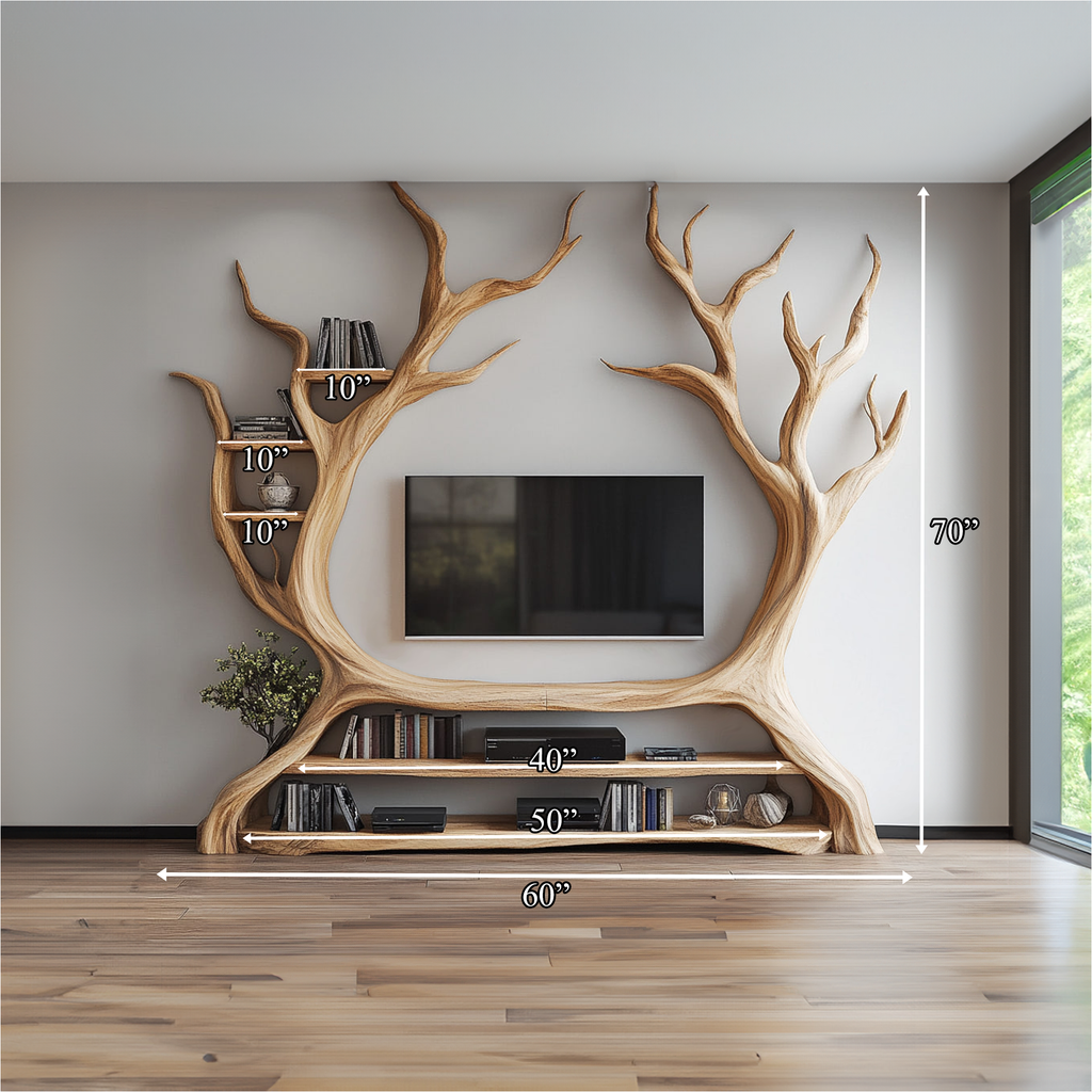 Custom Tree Bookcase Cabinet TV Solid Wood Gitf
