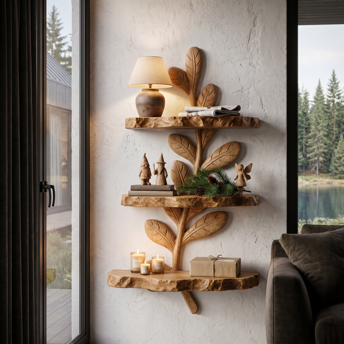 Modern Floating Shelf Handcrafted Solid Wood Design For Home Office