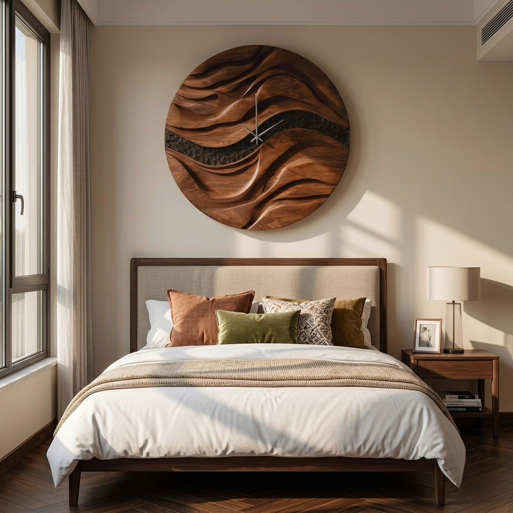 Organic Wooden Wall Clock for Living Room Decor