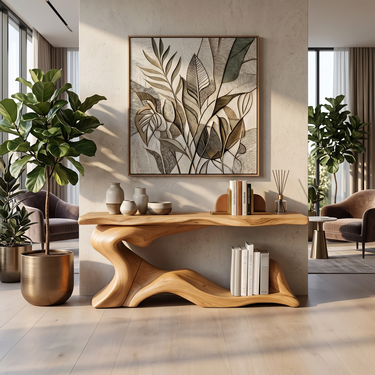 12 Inch Deep Live Edge Writing Desk for Hallway or Small Space