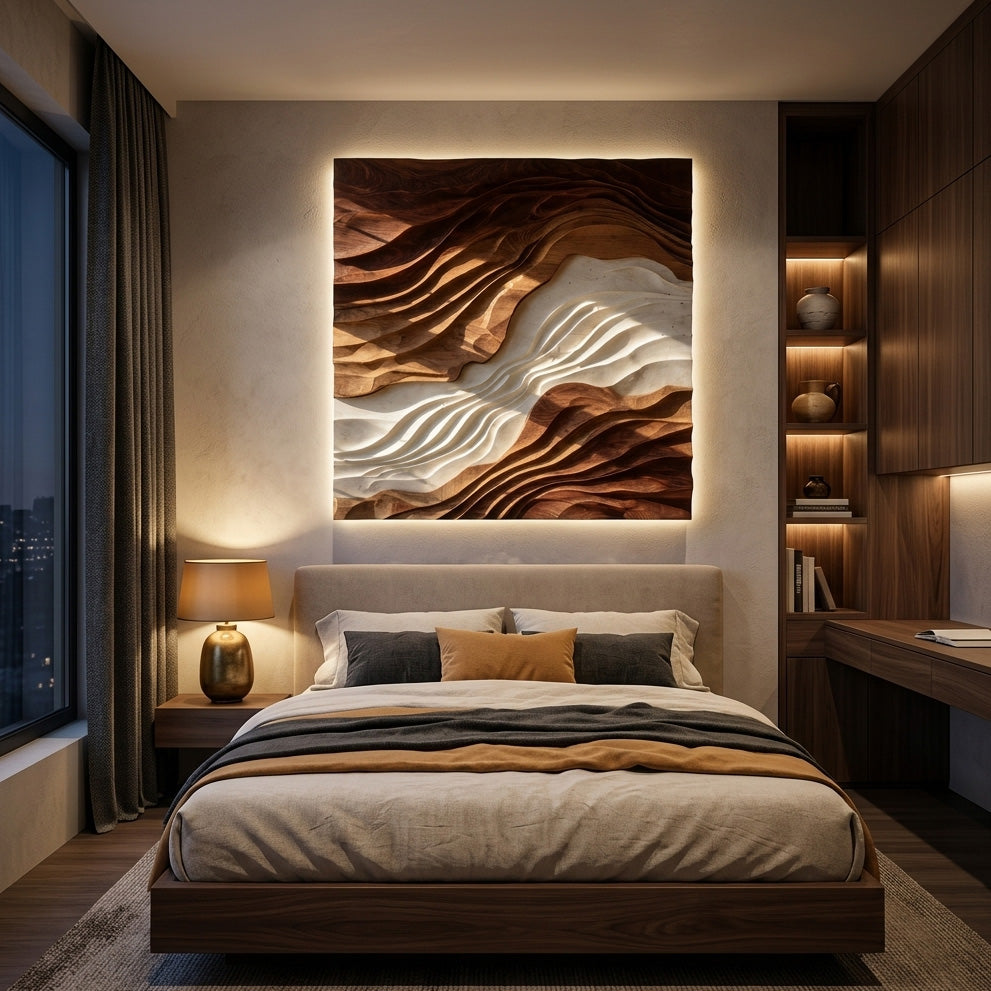 Contemporary Sculptural Wave Wall Art For Living Room