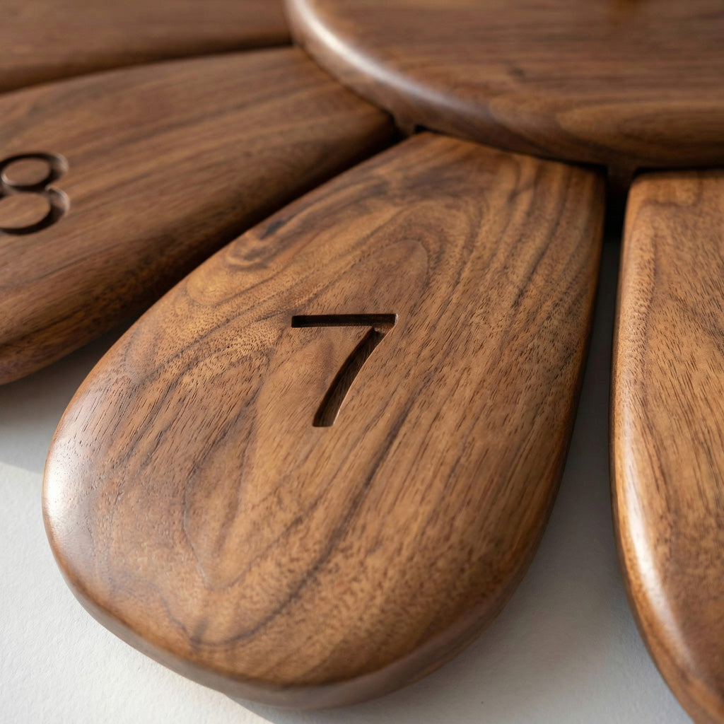 Handcrafted Wooden Wall Clock, Solid Wood Decorative Silent Timepiece
