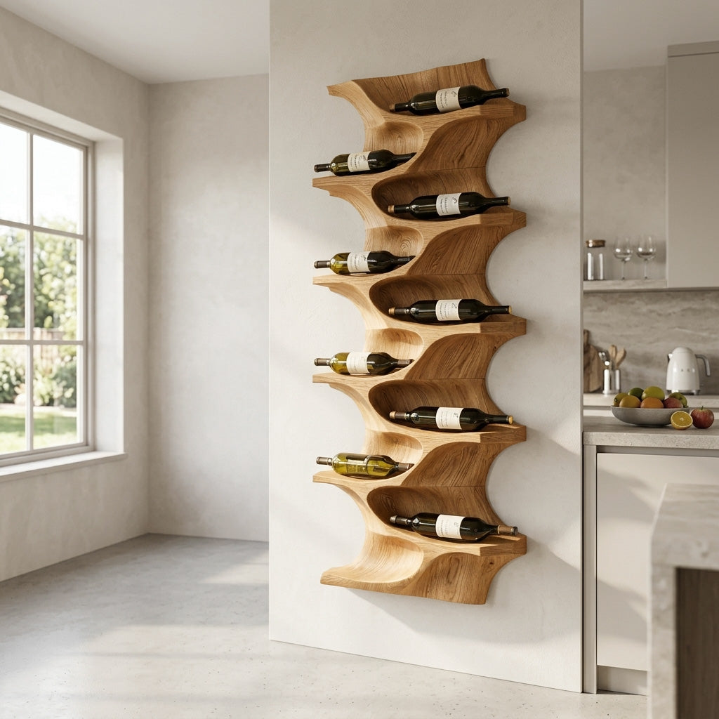 Tall Vertical Wood Wine Rack For Dining Room Walls, 50 to 70 Inch
