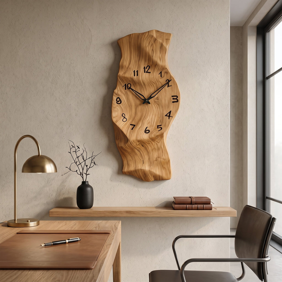Tall Curved Wood Wall Clock for Hallway or Living Room, 30 to 45 in