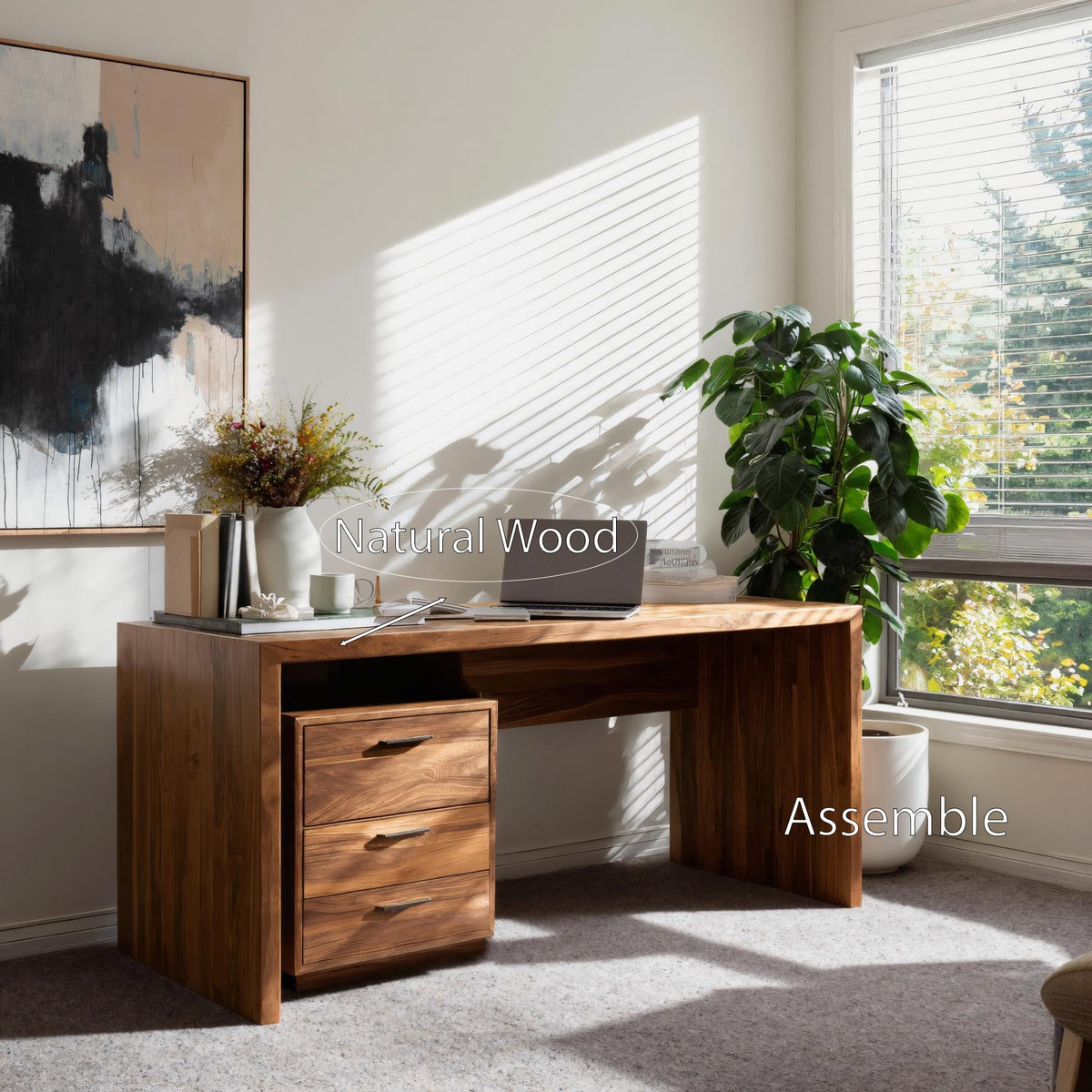 Contemporary Office Desk With Storage Drawers For Home Office