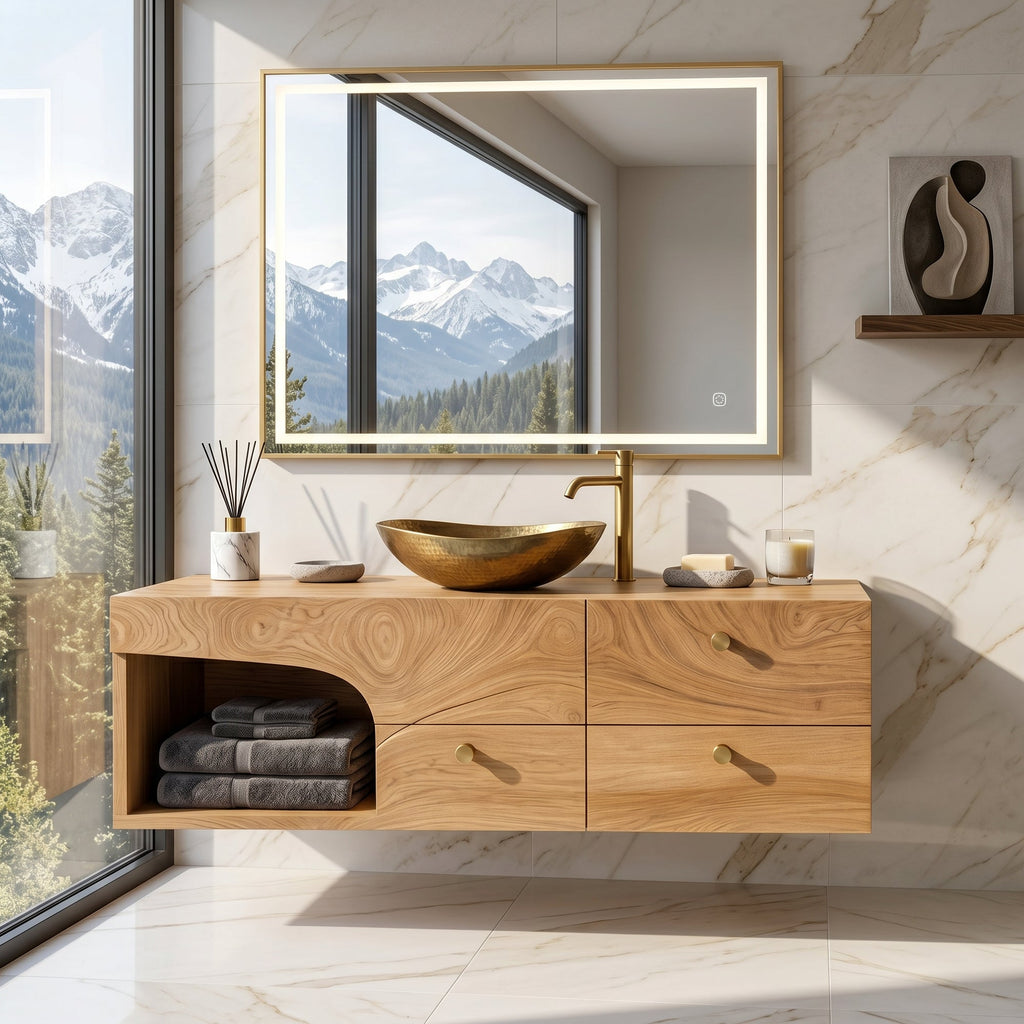 Rustic Floating Vanity For Small Bathroom Renovation