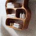 Open Wooden Bathroom Wall Shelving Unit, 47 To 71 Inch Tall