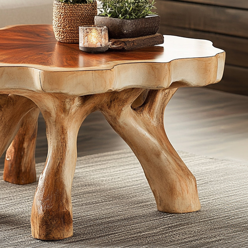 Handcrafted Rustic Coffee Table With Solid Wood Design