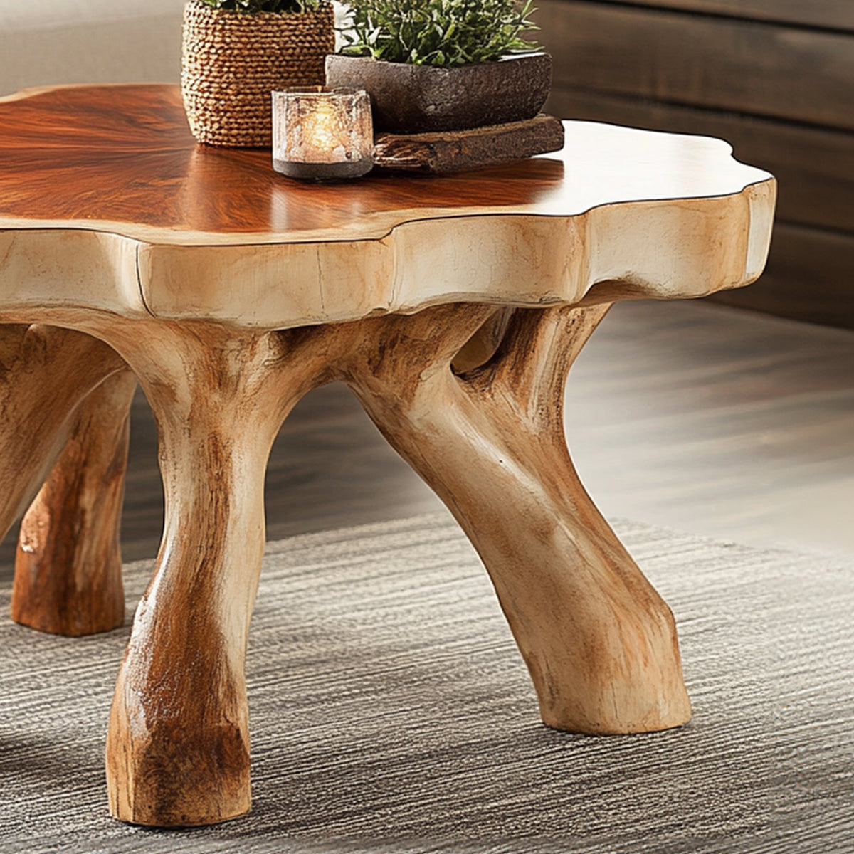 Handcrafted Rustic Coffee Table With Solid Wood Design