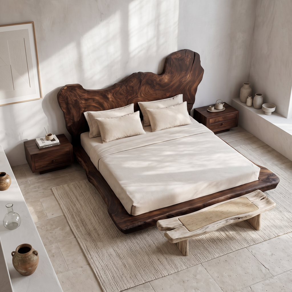 Mid Century Bedroom Low Profile Wood Bed – Style 2