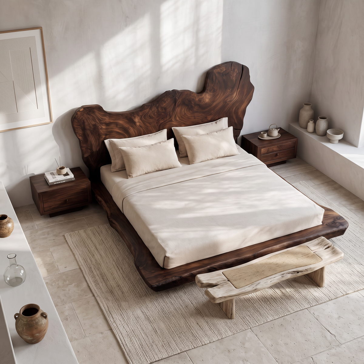 Mid Century Bedroom Low Profile Wood Bed – Style 2