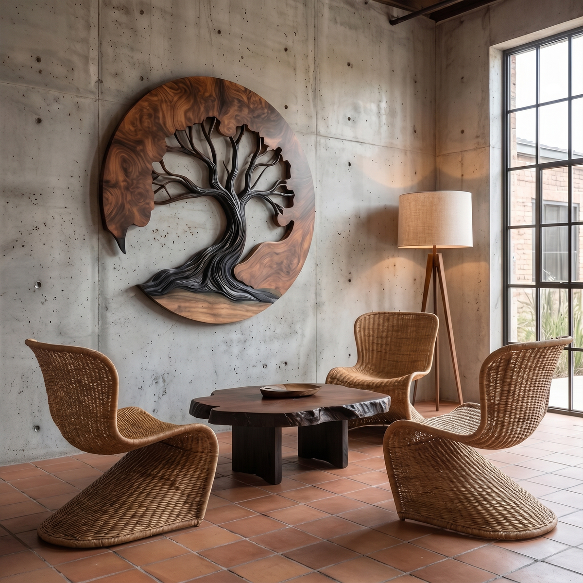 Sculptural Wooden Tree Wall Decor