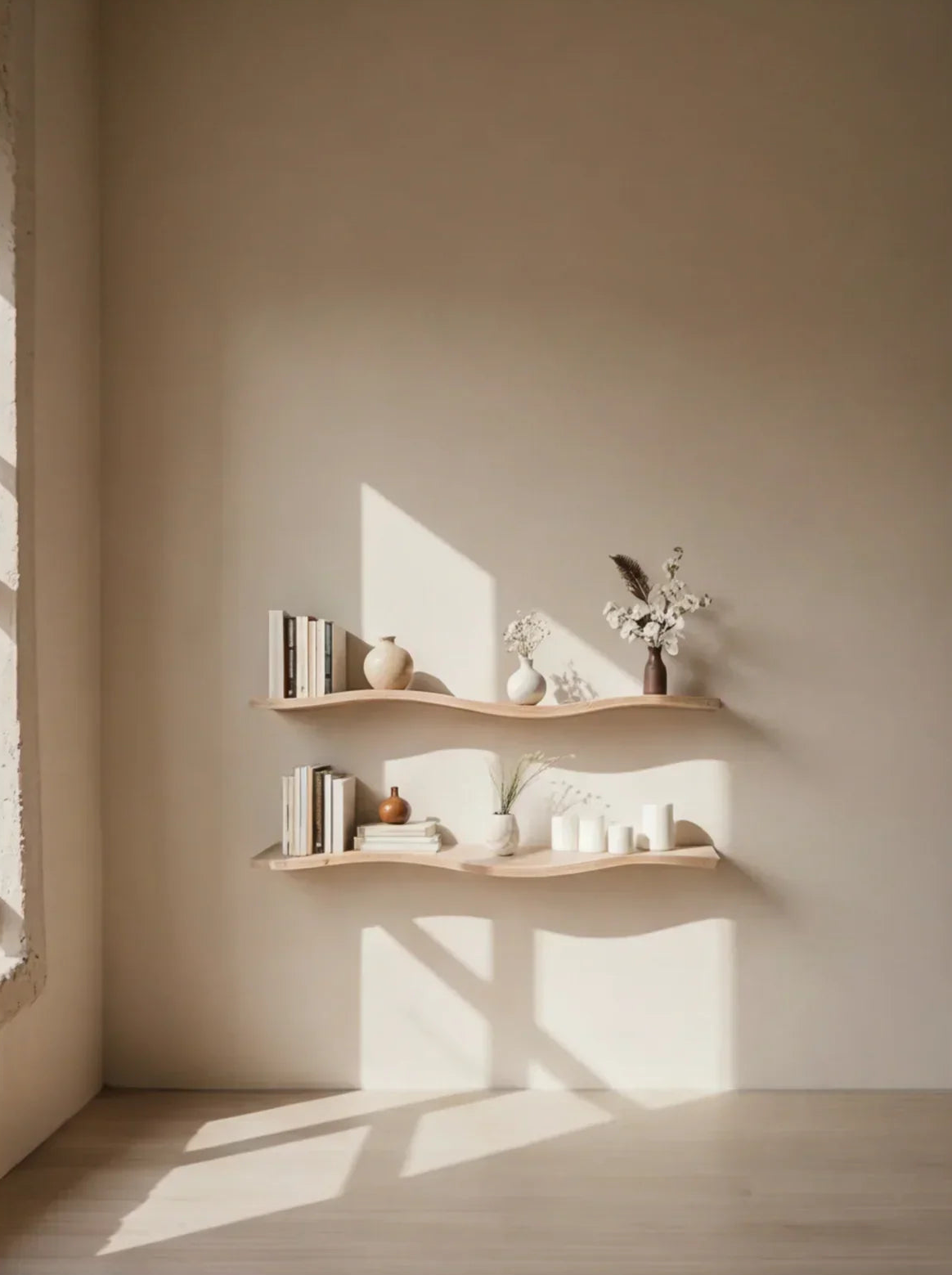 Handcrafted Wavy Rustic Wooden Shelf