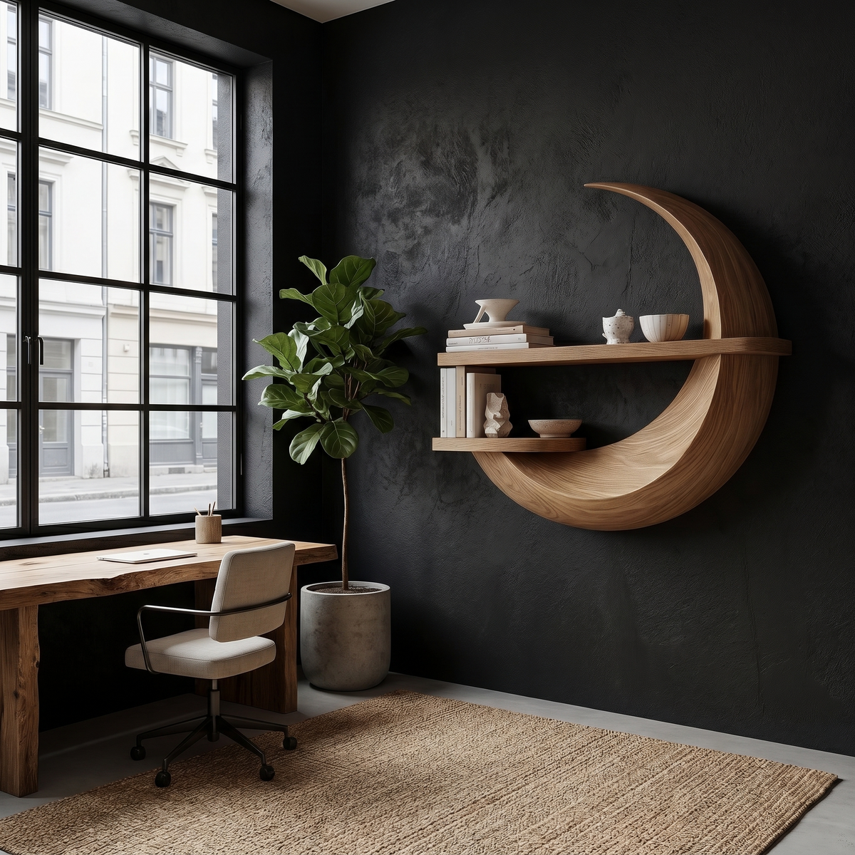 Rustic Floating Shelf With Natural Wood Display Storage