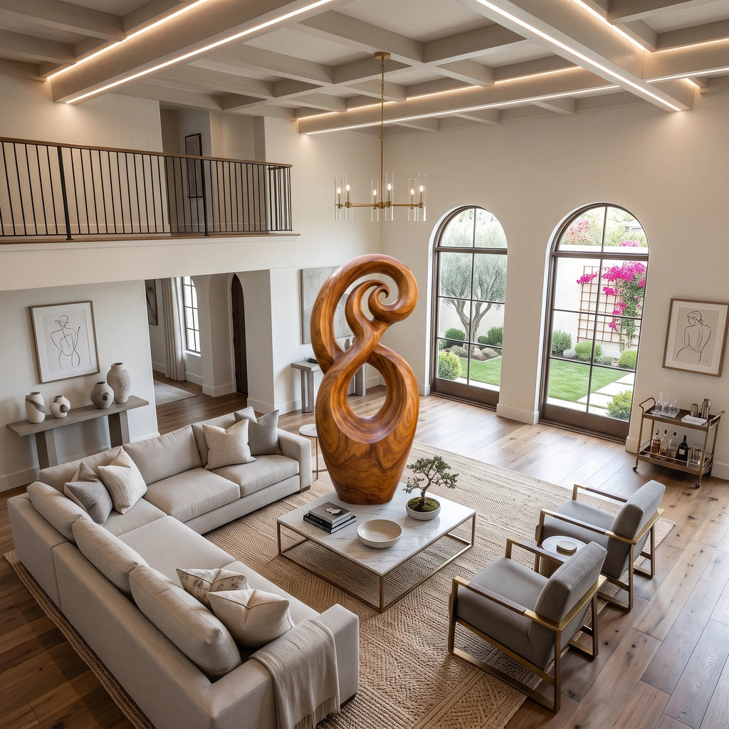 Handcrafted Spiral Wooden Sculpture For Coastal Home Decor