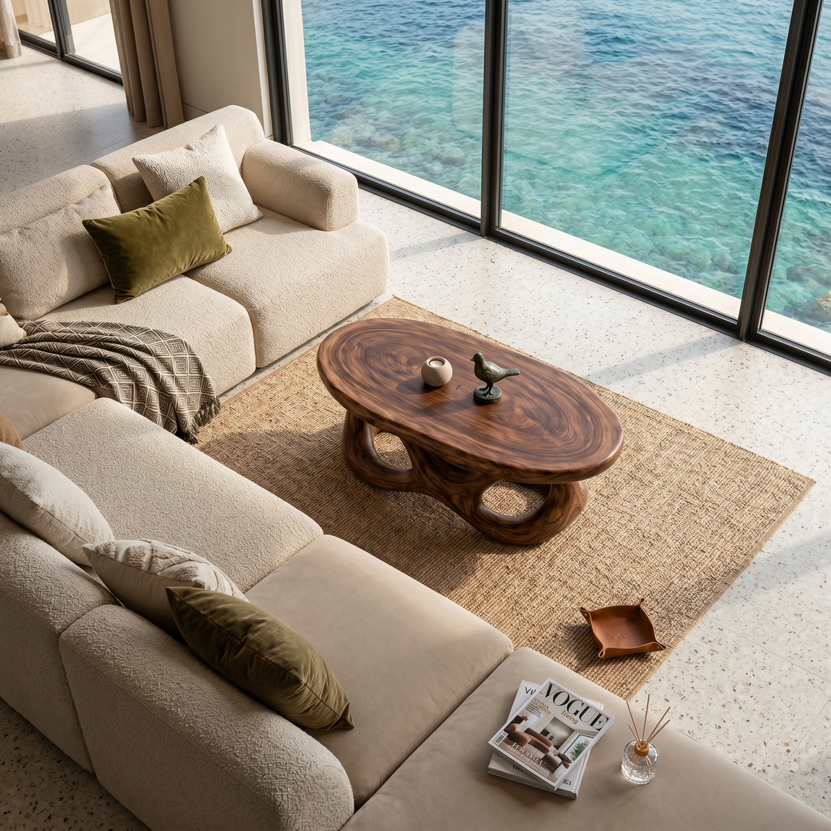 Contemporary Coffee Table With Organic Openwork Base For Designer
